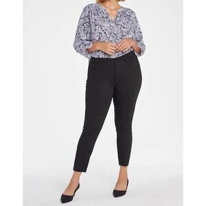 NYDJ plus size straight leg black denim legging jeans pocket zip button size 18W